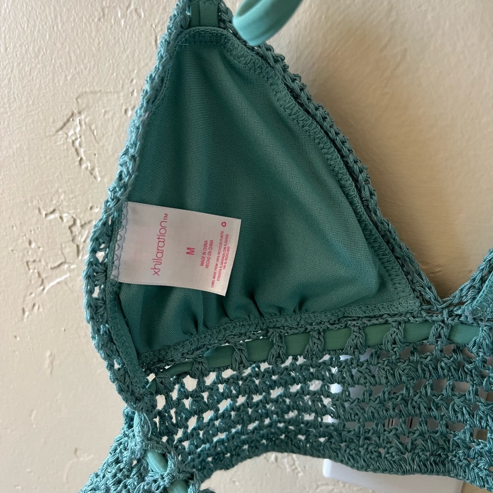 Xhilaration Teal Green Croqued Bikini Top Medium - Picture 5 of 7